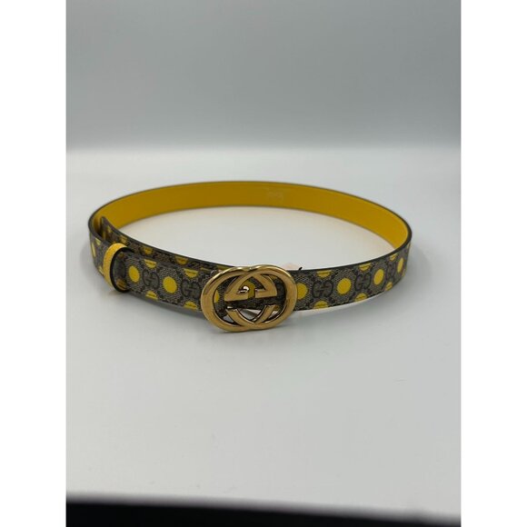 Gucci Women’s Interlocking G Polka Dot Belt Beige and Ebony Supreme Canvas Yello main image 4